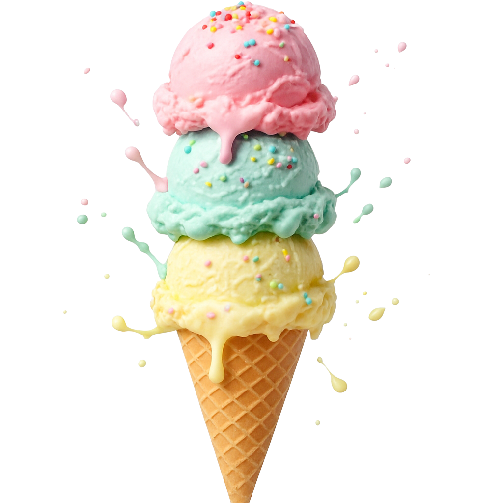 Stack of colorful ice cream cones